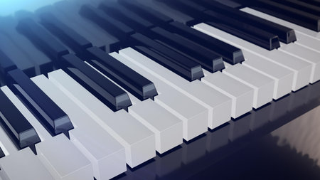 3d rendering of a Grand piano keyboard. Classic or Jazz Music concept.の写真素材