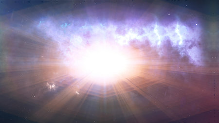 3d rendering of an abstract star on a beautiful nebula background