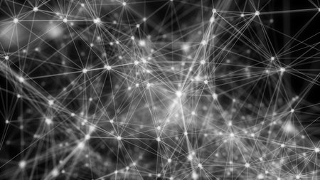 A multilayered 3d rendering of a universe with clusters of geometric figures composing a...