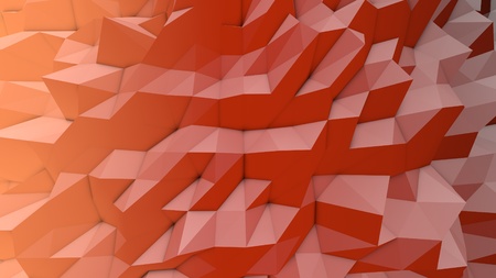 An abstract 3d illustration of a peach, orange and brown lowpoly backdrop with a triangular and rhombus surface. A crystal looking area looks original and inspiring.の写真素材