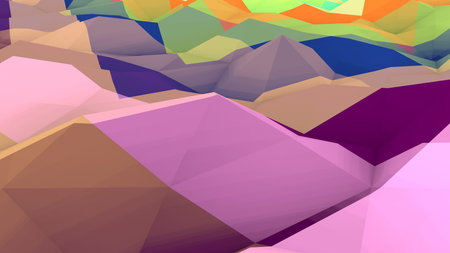 An original 3d illustration of a multicolored lowpoly backdrop with a salient and crisscross...