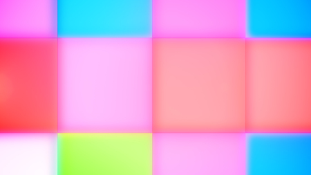A cheery 3d rendering of green, blue, white, pink, and yellow led square buttons making an optimistic background for a celebratory event. Optimistic mood starts reigning! の写真素材