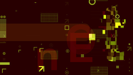 A high-tech 3d rendering of golden and white letters covered with techno chips, networks and templates forming some computer processor in the dark brown backdrop.の写真素材