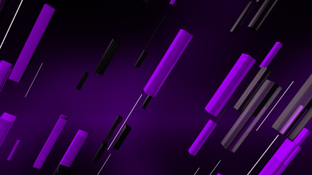 A futuristic 3d illustration of black and white lines dashing diagonally in the dark violet backdrop. They are full of sparkling energy and create the mood of optimism.の写真素材