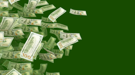 An optimistic 3d illustration of bopping Benjamin Franklin on one-hundred-dollar banknotes in the khaki background. His images dance and entertain being lucky and happy.の写真素材