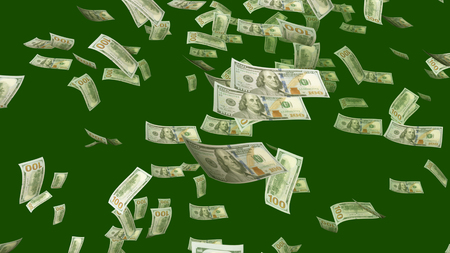 A cheerful 3d illustration of dancing Benjamin Franklin on one-hundred-dollar banknotes in the khaki background. His faces bop and spin in a confident and cheerful way.の写真素材