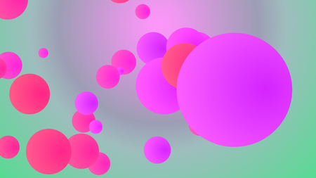 An exciting 3d rendering of spinning big and small squares of pink, violet, red colors entertaining cheerfully in light blue and violet background. They look jollyの写真素材