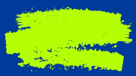 A cheerful 3d rendering of yellow brush strokes looking like blurred field in the bright blue background. They create the mood of childish creativity and happinessの写真素材