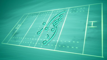 A successful 3d illustration of a sport field for American football field covered with zeroes and...