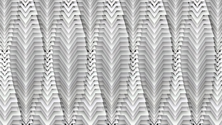 An optical art 3d illustration of abstract white drop decoration with moving down figures looking like children`s paper boats turned upside down and shaping long tunnels.の写真素材