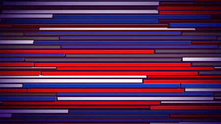 An exciting 3d illustration of horizontal colorful blinds moving slowly and changing the colors of lines. They vary fom red to blue, violet and white. The blinds look cheerful and festiveの写真素材