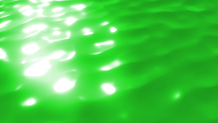 Impressive 3d illustration of a light green ocean wave with a shining sun path. It looks optimistic, innovative and wonderful inspiring to create new art projects.の写真素材