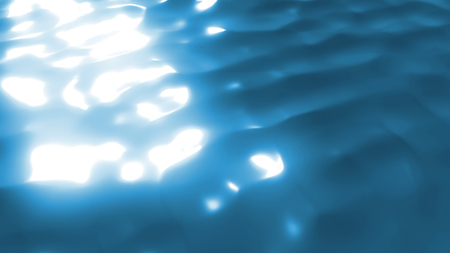 Beautiful 3d illustration of a light blue ocean wave with a sparkling sun path. It looks cheerful and romantic inspiring for generating new breakthrough ideas.の写真素材