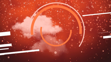2d illustration with puffy clouds, lines and circles with copy space for any text.