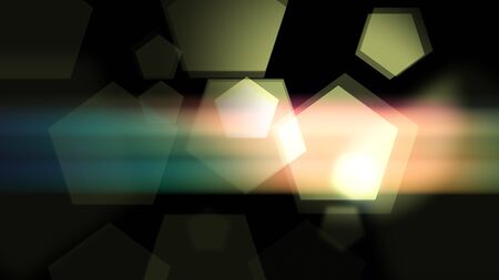 Smooth lighted pentagons are glittering in the night background. 2d illustration backdrop.の写真素材