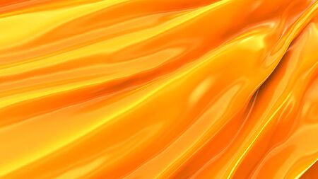 3d rendering of Golden wavy liquid substance. It may be gold fluid or caramel.の写真素材