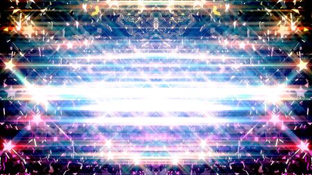 3d illustration of Colorful stars and small pieces of shatters throughout in the air.の写真素材