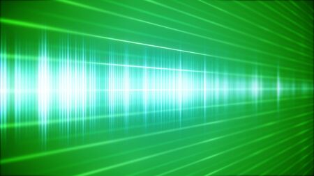 Green Digital sound wave in perspective view. Abstract background related with music or voice concept. 2d illustration.の写真素材