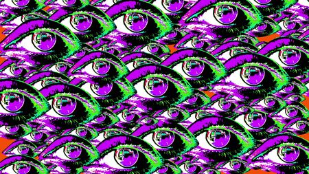A pile of pop-art human eyes. 3d illustration.の写真素材
