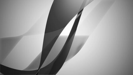 3d illustration of wavy strips in black and white colors.の写真素材