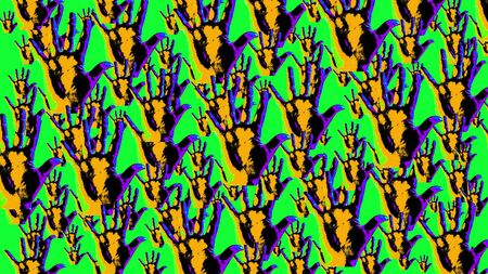 A pile of pop-art human hands. 3d illustration.の写真素材