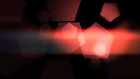 2d illustration of Smooth red abstract pentagons background on the dark. の写真素材