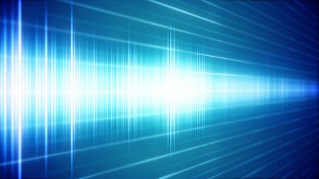 Blue Digital sound wave in perspective view. Abstract background related with music or voice concept. 2d illustration.の写真素材