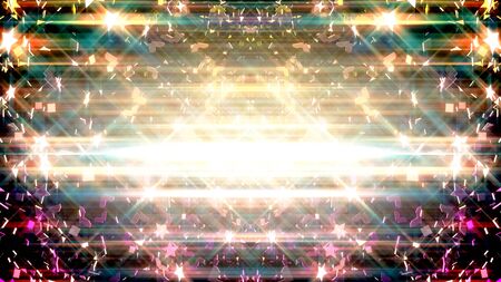 3d illustration of Colorful stars and small pieces of shatters throughout in the air.の写真素材