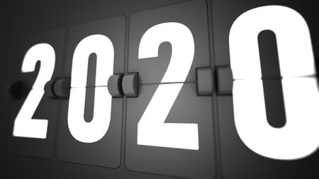 2020 Happy New Year Black Promotion Flip countdown timer of year. Change or open to new year 2020 concept.の写真素材