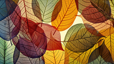 Leaf patterns with colors and lines, low detailの素材