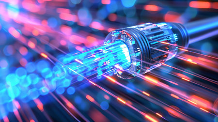 Internet fiber optic cable technology concept.の素材