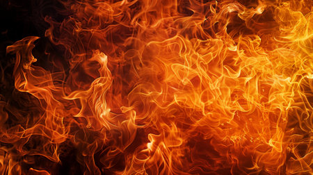 High-resolution image with an extremely close-up and crisp texture of a fire flame on a black background.""の素材