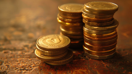 Arrange stack of coins neatly.の素材
