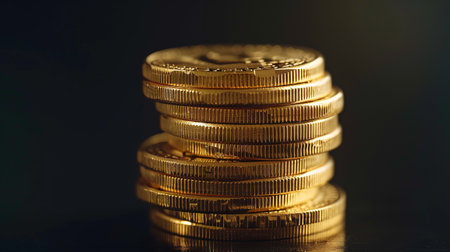 A stack of gold coins.""の素材