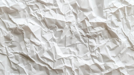 White crumpled paper texture viewed from above as background.の素材
