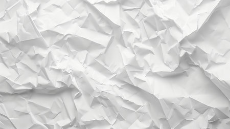 White crumpled paper background texture, top view.の素材