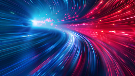 Blue and red light-speed motion blur abstract background.""の素材