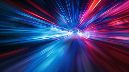 Blue and red light-speed motion blur abstract background.""の素材