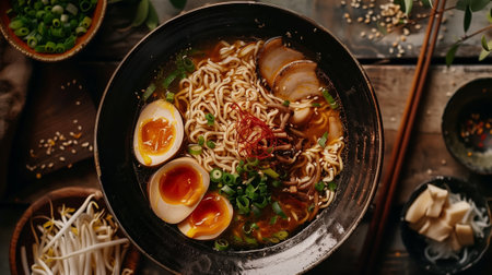 Ramen soup, top viewの素材