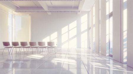Empty business conference room with bright lighting.の素材