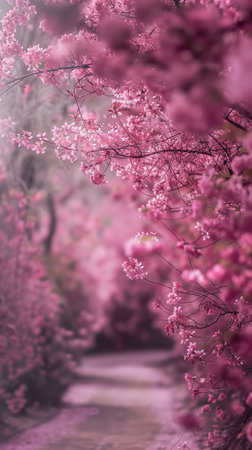 A photograph showcasing a scene of pink cherry blossoms, embodying themes of spring and freshness.の素材