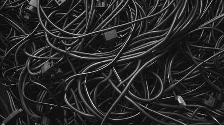 Many black cables are overcrowded.の素材