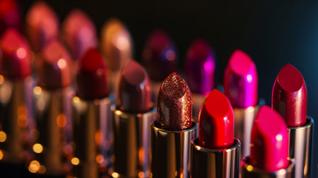 A row of lipsticks.の素材