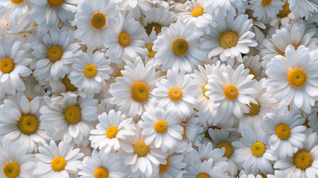 Full frame of natural chamomile flowers.の素材