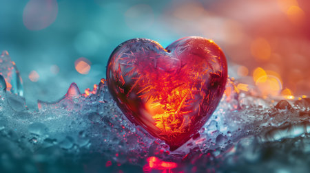 Frozen heart of love on a brightly colored background.の素材
