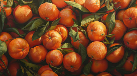 Tangerine patterns overcrowd in photorealistic imagery.の素材