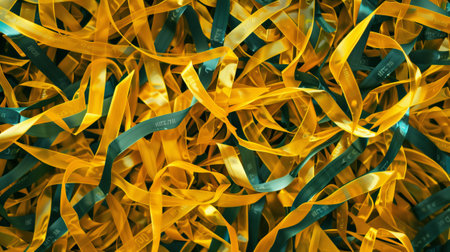 Golden ribbons pattern is overcrowded.の素材