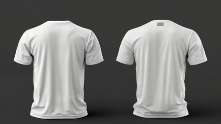 Realistic mockup of men's white t-shirts, featuring front and back views.の素材