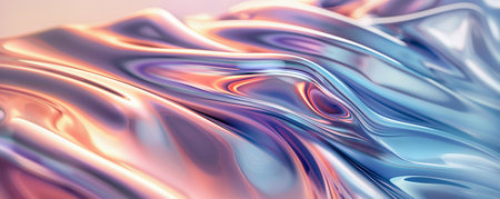 Smooth horizontal Chrome Waves background with shallow depth of field and a mix of warm and cold light temperatures.の素材