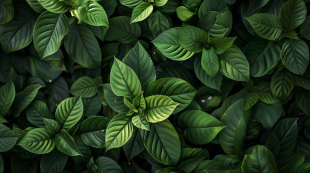 Summer green leaves pattern with copy space.の素材